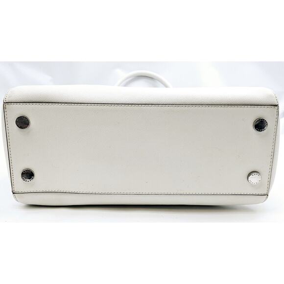 Michael Kors Ciara Large Optic White Leather Top Zip Satchel Crossbody Purse Bag - Picture 5 of 13